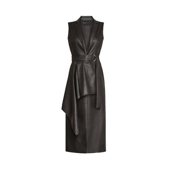 bcbg faux leather vest dress